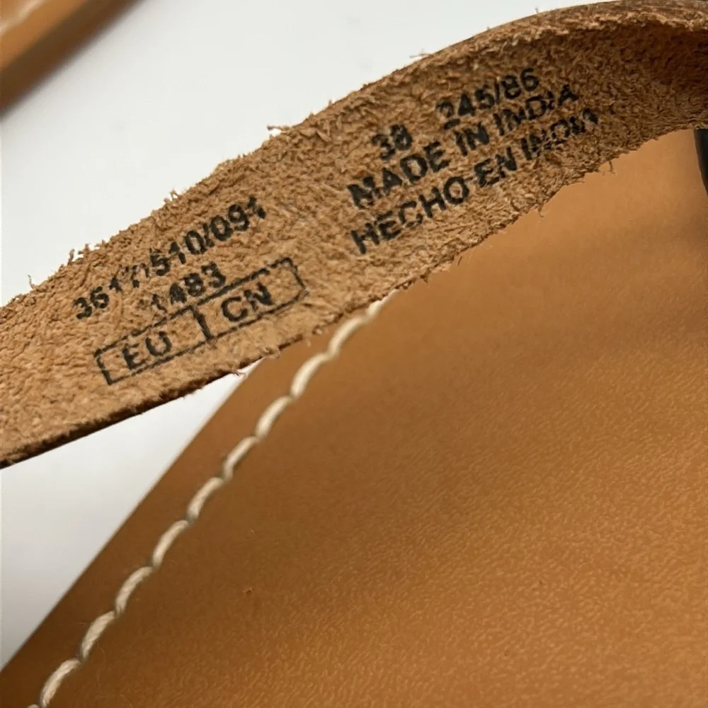 ZARA Gold Leather Flat Sandals Size 7.5 EU 38 NWT Leather Upper, Rubber Sole - Picture 8 of 10